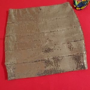 Windsor bronze pewter colored sequin mini skirt Sz. Small